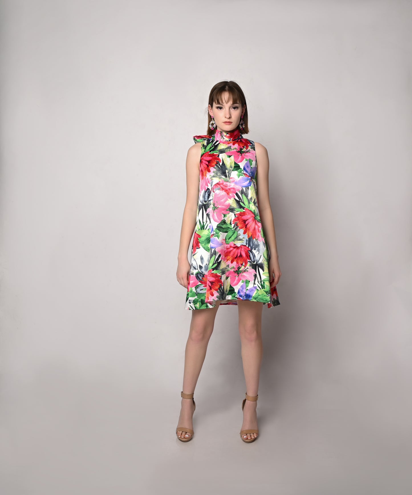 Look #12 - Satin floral printed day dress