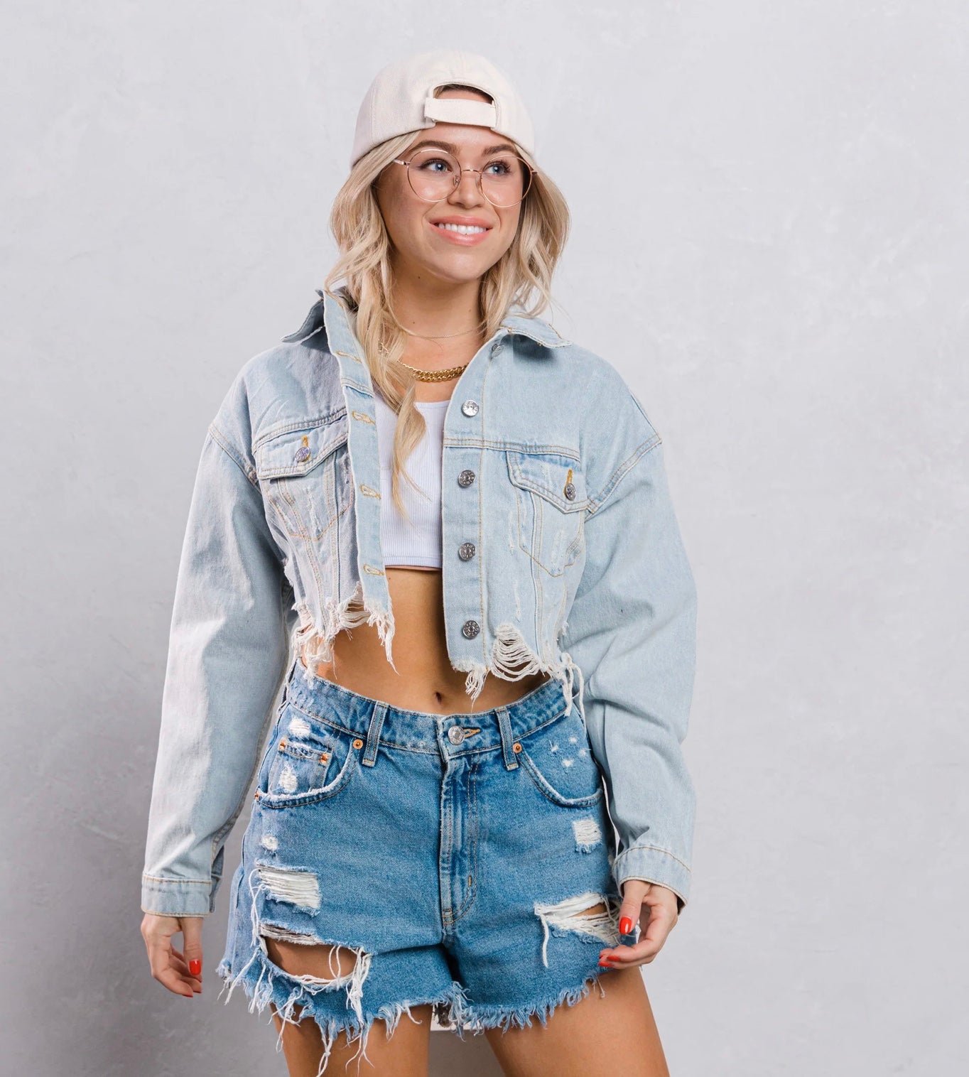 CITY OF ANGEL Crop Denim Jacket (Light wash)