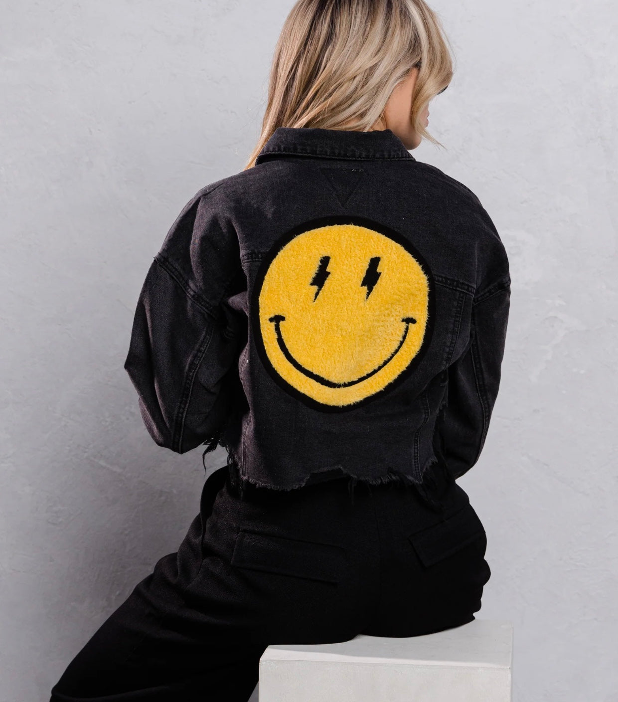 Smiley Crop Denim Jacket