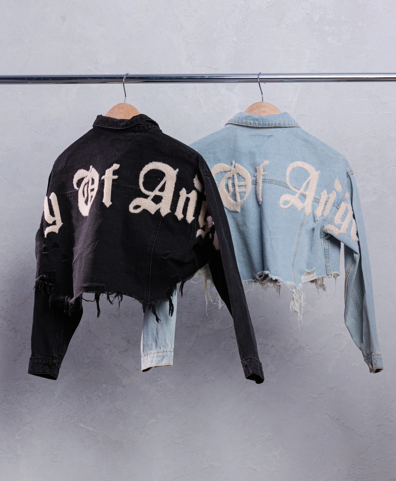 CITY OF ANGEL Crop Denim Jacket (Black wash )